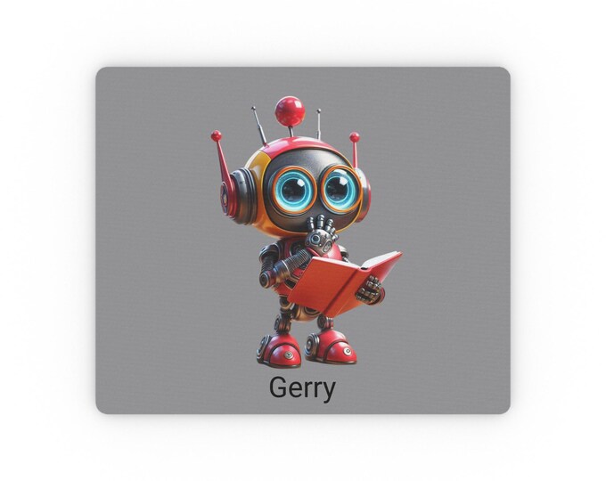 Red Robot Mouse Pad: Tech Lover Desk Decor