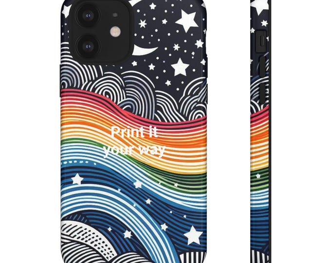 Rainbow Wave Phone Case: Galaxy Starry Design, Impact Resistant