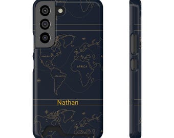 World Map Phone Case: Polycarbonate Card Holder, Travel Accessory