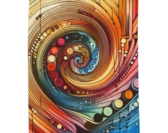 Psychedelic Swirl Velveteen Blanket: Bohemian Throw Blanket