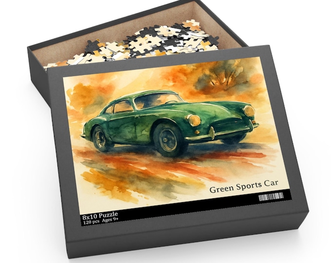 Vintage Green Sports Car Jigsaw Puzzle: Family Activity (120-500 Piece)
