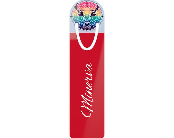 Personalized Metal Bookmark: Rainbow Bull Design, Custom Name Gift