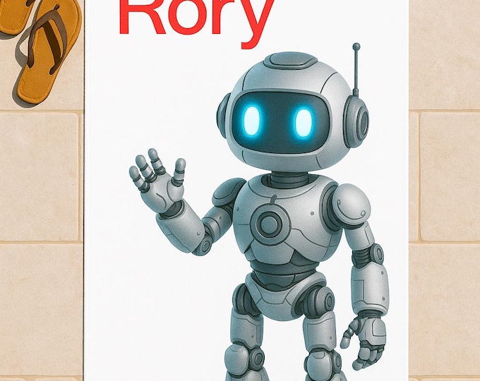 Personalized Robot Beach Towel: Fun Summer Accessory for Kids, Unique Customized Pool Gift