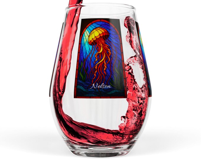 Artistic Jellyfish Wine Glass: Ocean Lover's Gift, Home Bar Decor