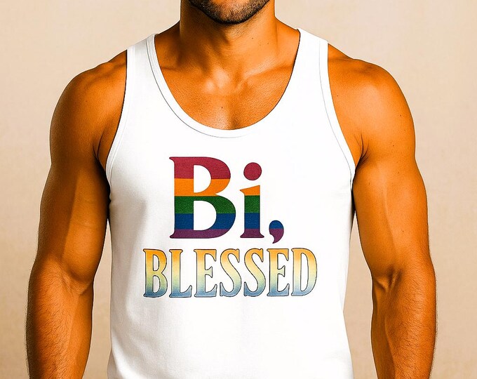 Bi Blessed Pride Tank Top: Gentle Affirming Queer Gift