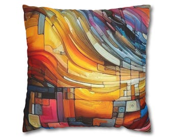 Abstract Geometric Faux Suede Pillowcase: Modern Boho Decor