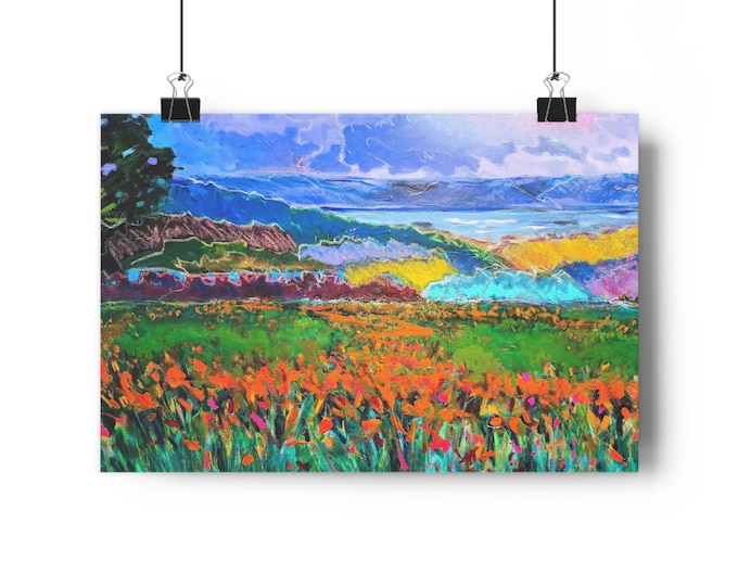 Vibrant Floral Landscape Giclée Art Print: Colorful Home Decor