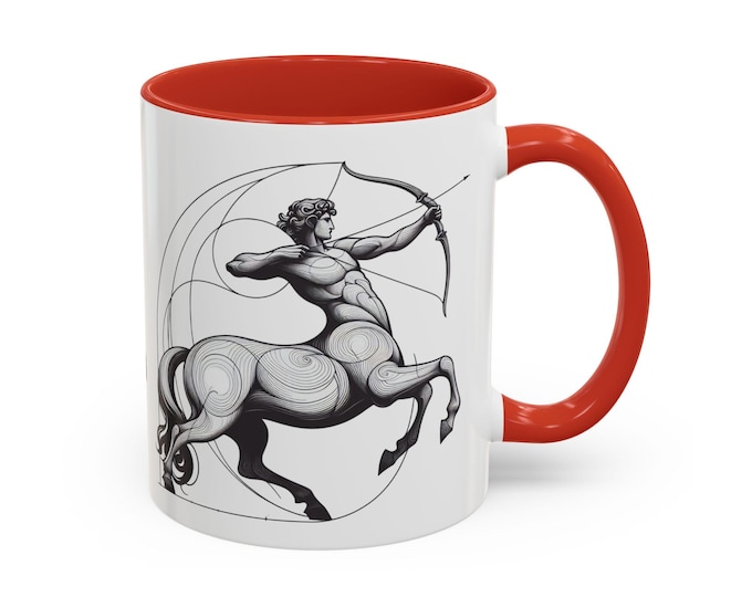 Sagittarius Coffee Mug: Zodiac Astrology Gift, Black & White Design