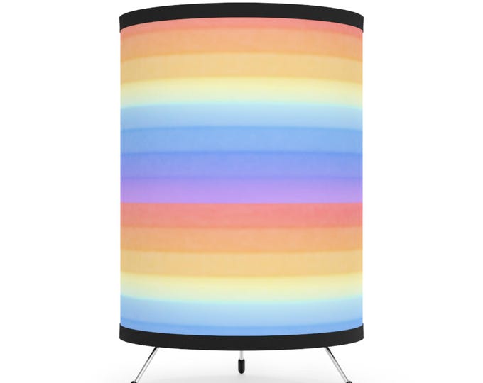 Rainbow Stripe Tripod Lamp: Cheerful Modern Home Lighting