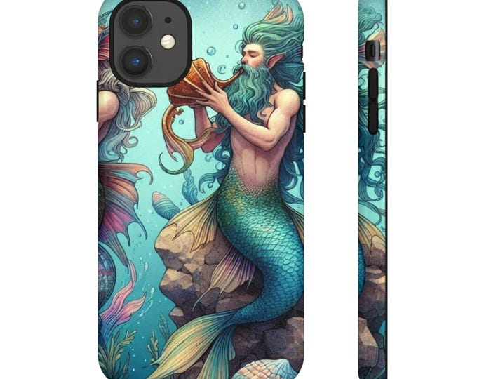 Whimsical Merman Phone Case: Ocean Fantasy Art for Sea Lovers and Beach Enthusiasts