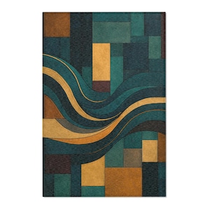 Geometric Area Rug: Colorful Abstract Pattern, Mid-Century Modern Decor