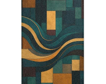 Geometric Area Rug: Colorful Abstract Pattern, Mid-Century Modern Decor