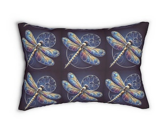 Dragonfly Lumbar Pillow: Bohemian Home Decor Accent