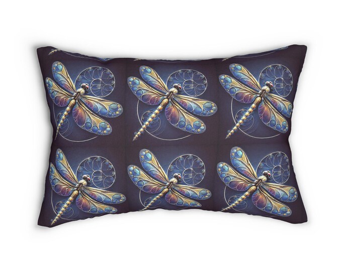 Dragonfly Lumbar Pillow: Bohemian Home Decor Accent