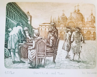 Vintage Venetian Etching – “Venezia nel ’700” by Studio Calcografico De Demo (Signed & Numbered)