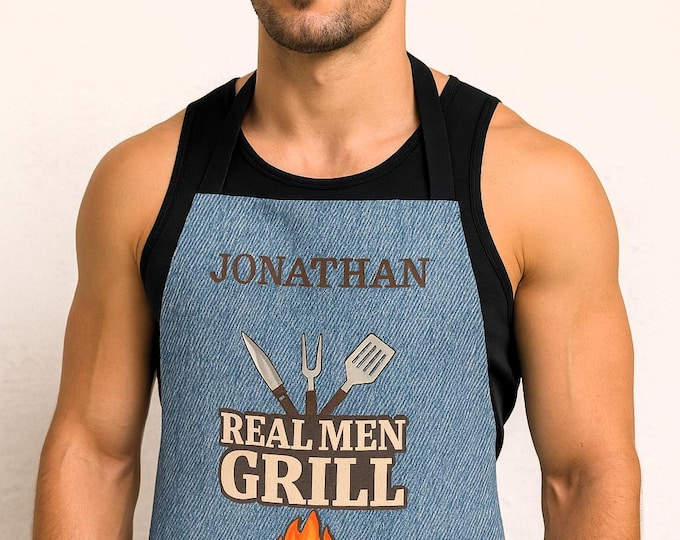Personalized BBQ Apron with 5-Color Straps | Custom Grill Gift for Men, Father's Day, Birthday, Cooking Enthusiasts, Unique Kitchen Gear