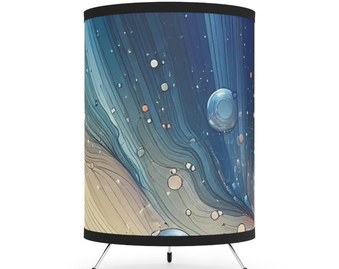 Starry Night Tripod Lamp: Cosmic Art Lighting, Home Decor Accent