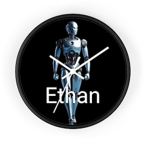 Personalized Robot Wall Clock | Modern Home Decor | Gift for Tech Lovers, Birthday, Unique Gift, Custom Name Clock, Wall Art
