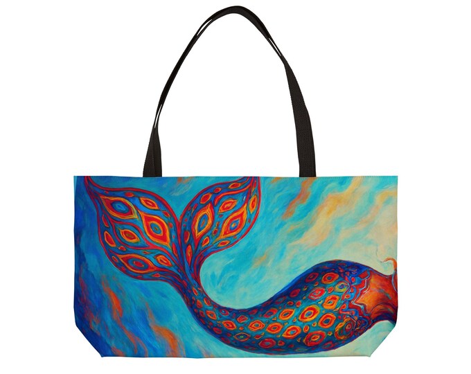 Mermaid Tail Weekender Tote Bag: Colorful Ocean Travel Bag