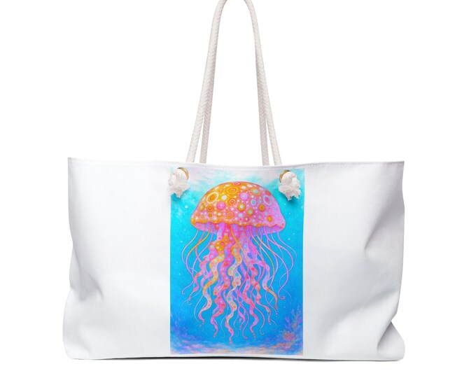 Colorful Jellyfish Beach Weekender Bag: Spacious Travel Tote for Ocean Lovers and Summer Getaways