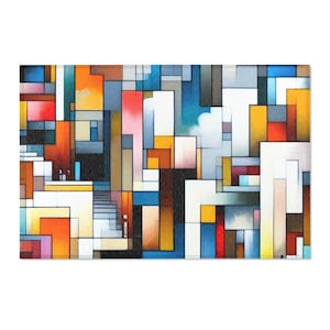 Geometric Area Rug: Colorful Abstract Mid-Century Modern Floor Mat