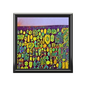 Abstrakte Kunst Schmuckschatulle: Geschenk Aufbewahrung, Gummibaumholz