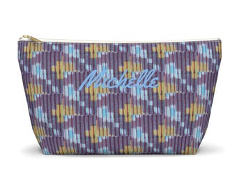 Personalized Floral Print Accessory Pouch: Zippered Travel Organizer