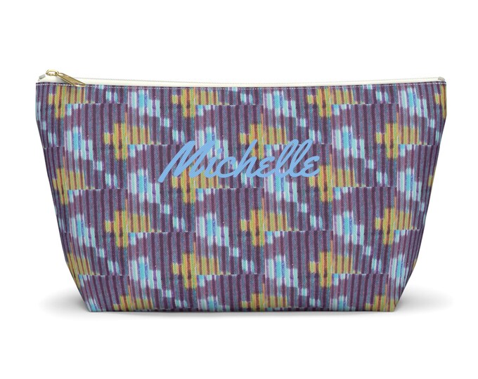 Personalized Floral Print Accessory Pouch: Zippered Travel Organizer