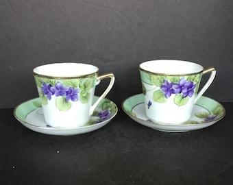 Pair of Violet Nippon Demitasse Size Cups