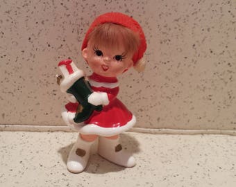 Red Headed Elf with Stocking