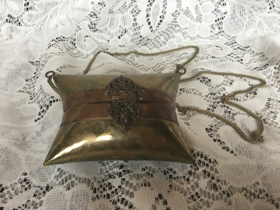 Antique Brass Pillow Purse - 1930's - image 2