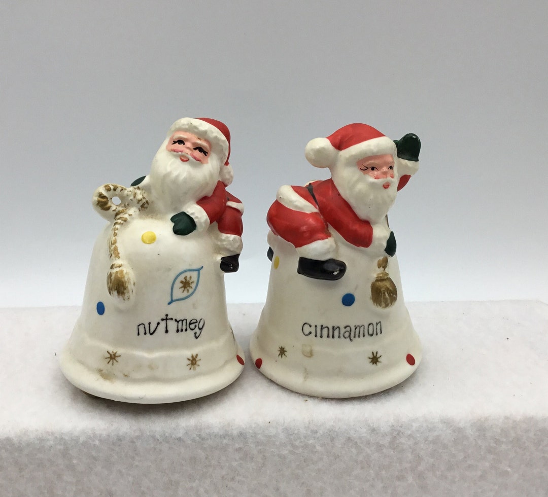 Napcoware Cinnamon and Nutmeg Spice Shakers Santa on Bell Etsy