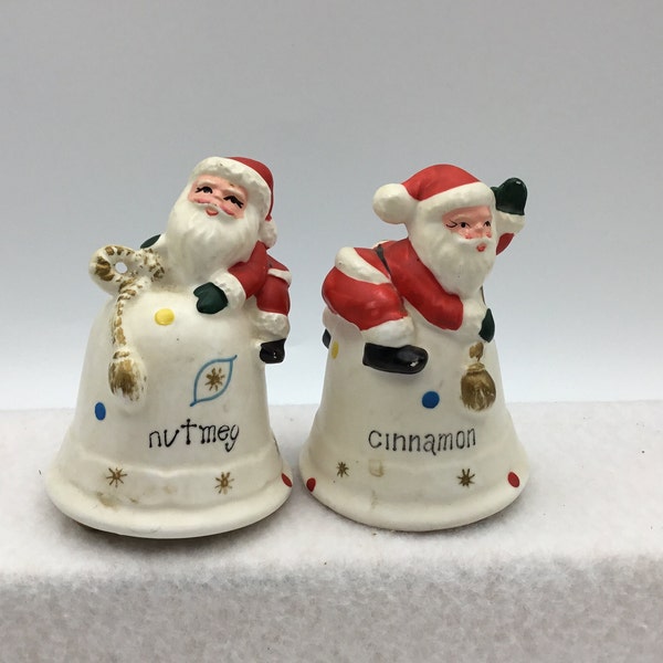 Napcoware Cinnamon and Nutmeg Spice Shakers - Santa on Bell - Japan