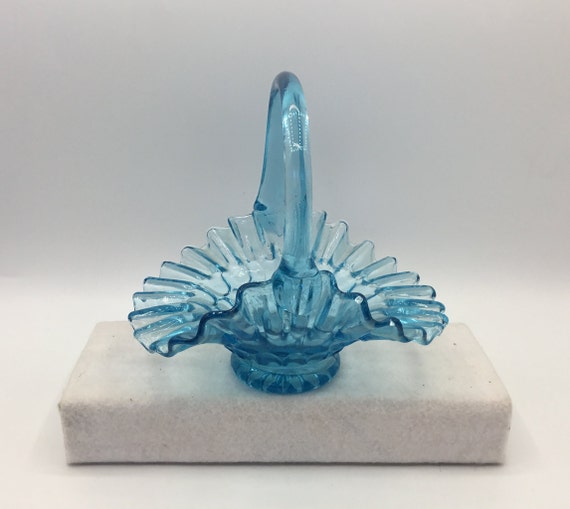 Small Light Blue Glass Basket - Fenton - Etsy