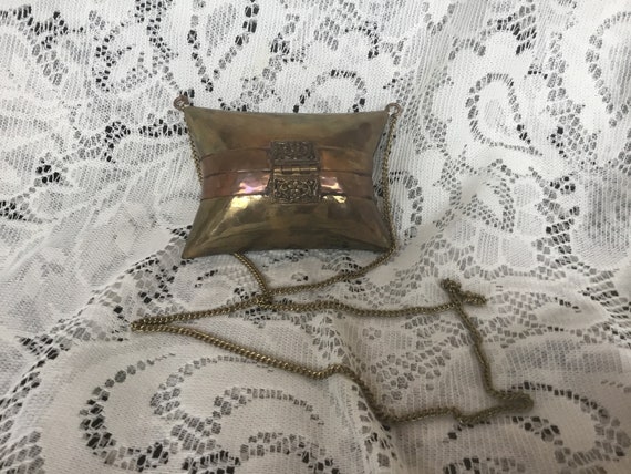 Antique Brass Pillow Purse - 1930's - image 3