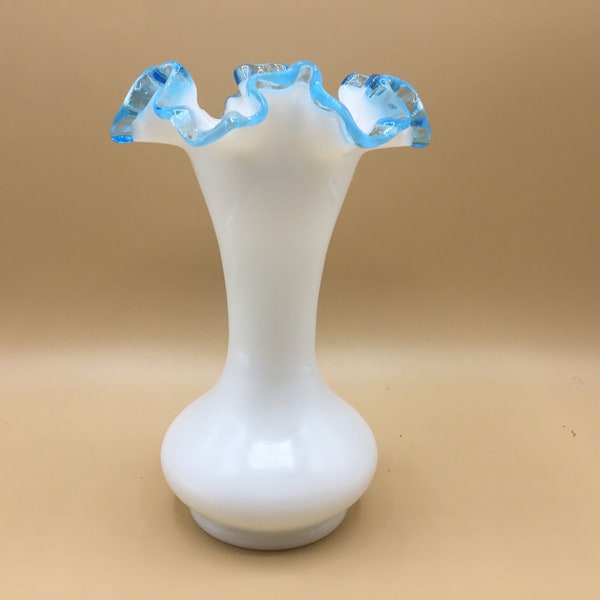 FEnton Silver Crest 8 Inch Vase - Turquoise Trim