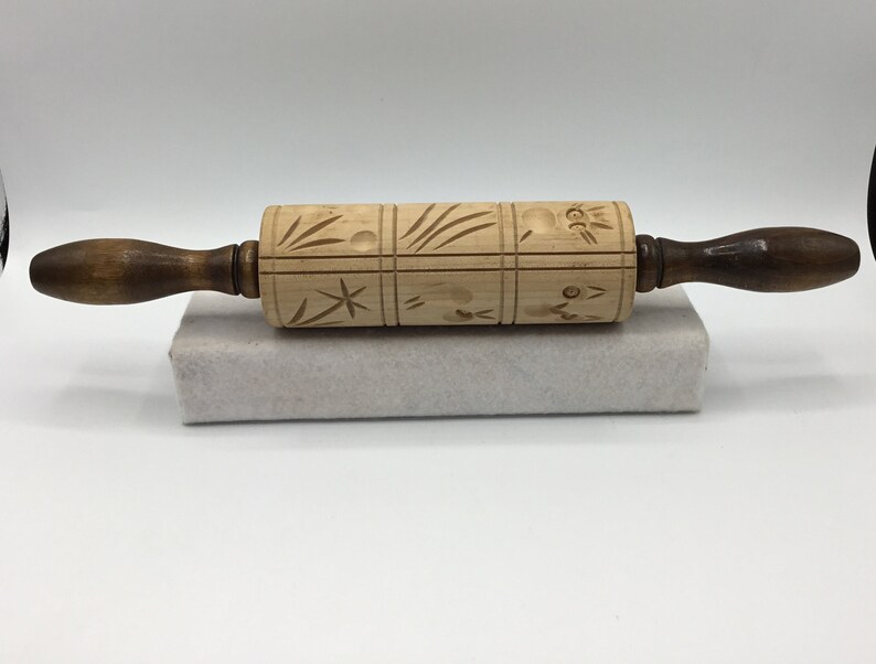 Vintage Springerle Cookie Rolling Pin Wood Etsy