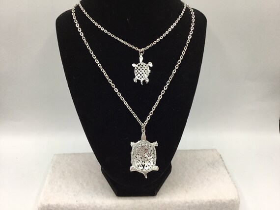 Turtle Rhinestone Double Necklace - image 2