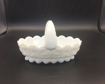 Westmoreland Grapes Milk Glass Basket