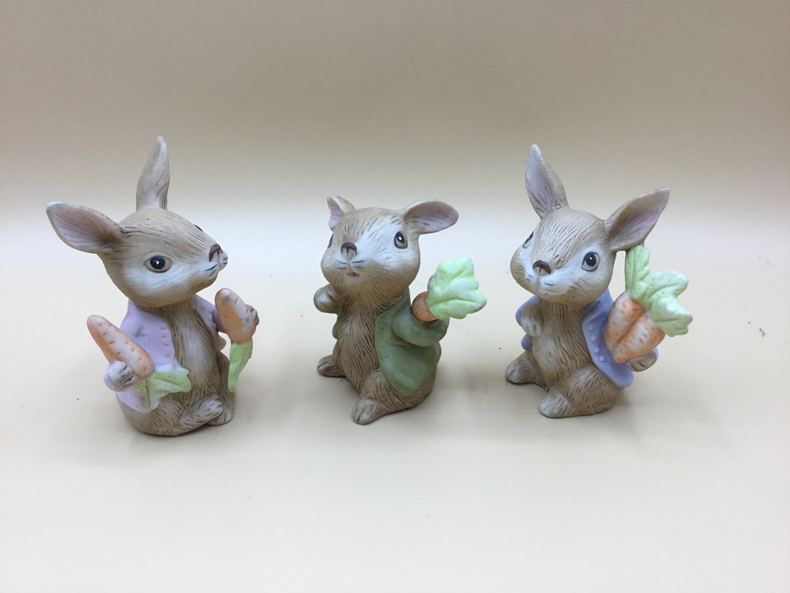 Homco Bunnies/rabbits Set of 3 | Etsy