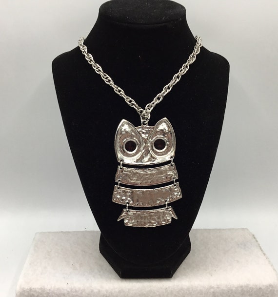 Large Owl Necklace - Owl 3 1/2 Inches - Chain 20 … - image 3