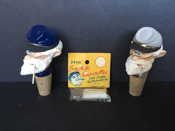 cigarette smoke stopper Vintage Smoking Bottle Stoppers - Civil War Soldiers Winning by Quitting - UConn