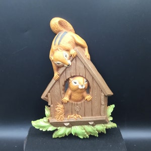 Homco Chipmunks in Tree House Wall Hangings - 1977