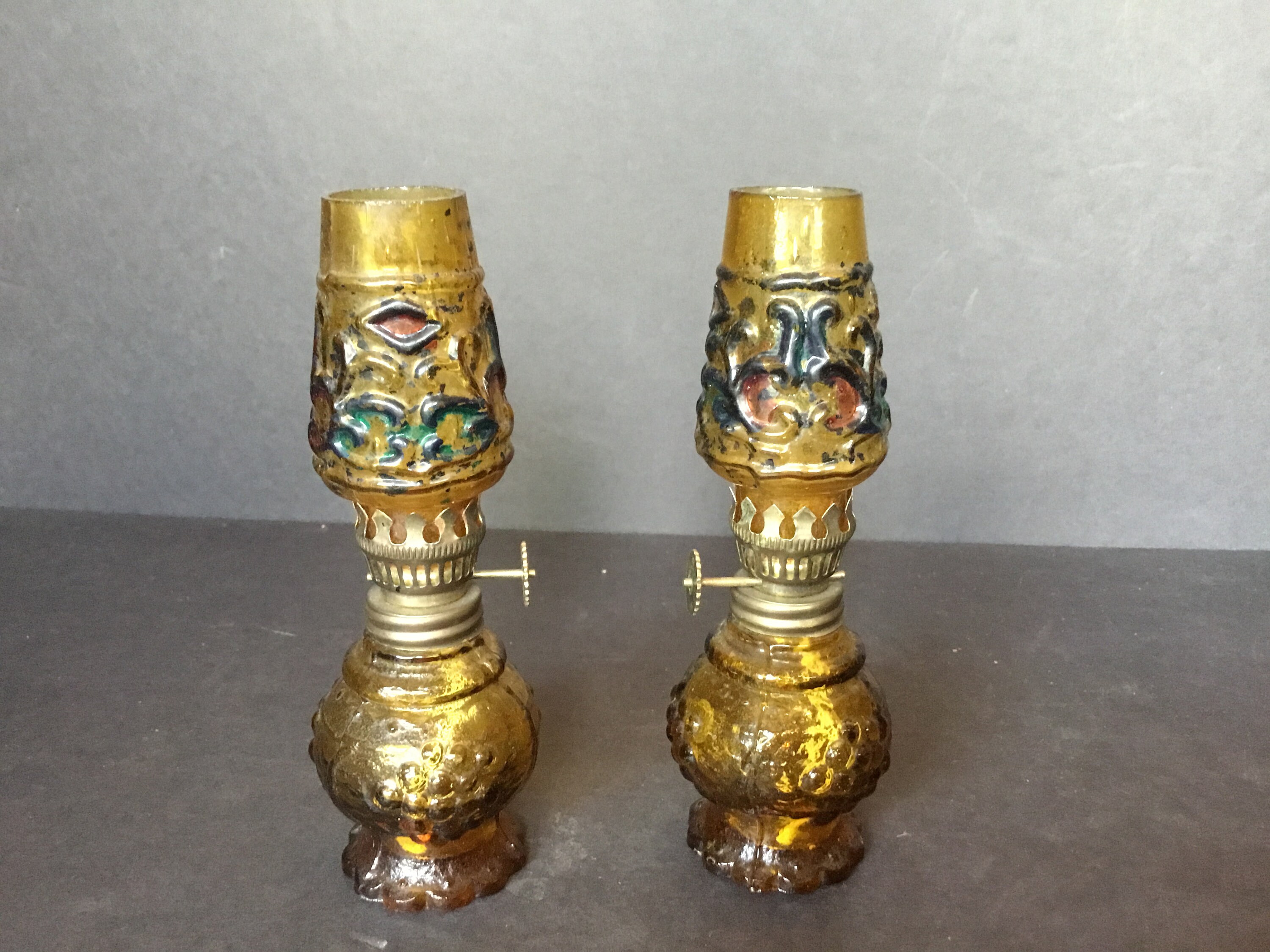 Pair Of Miniature Oil Lamps Hong Kong 50