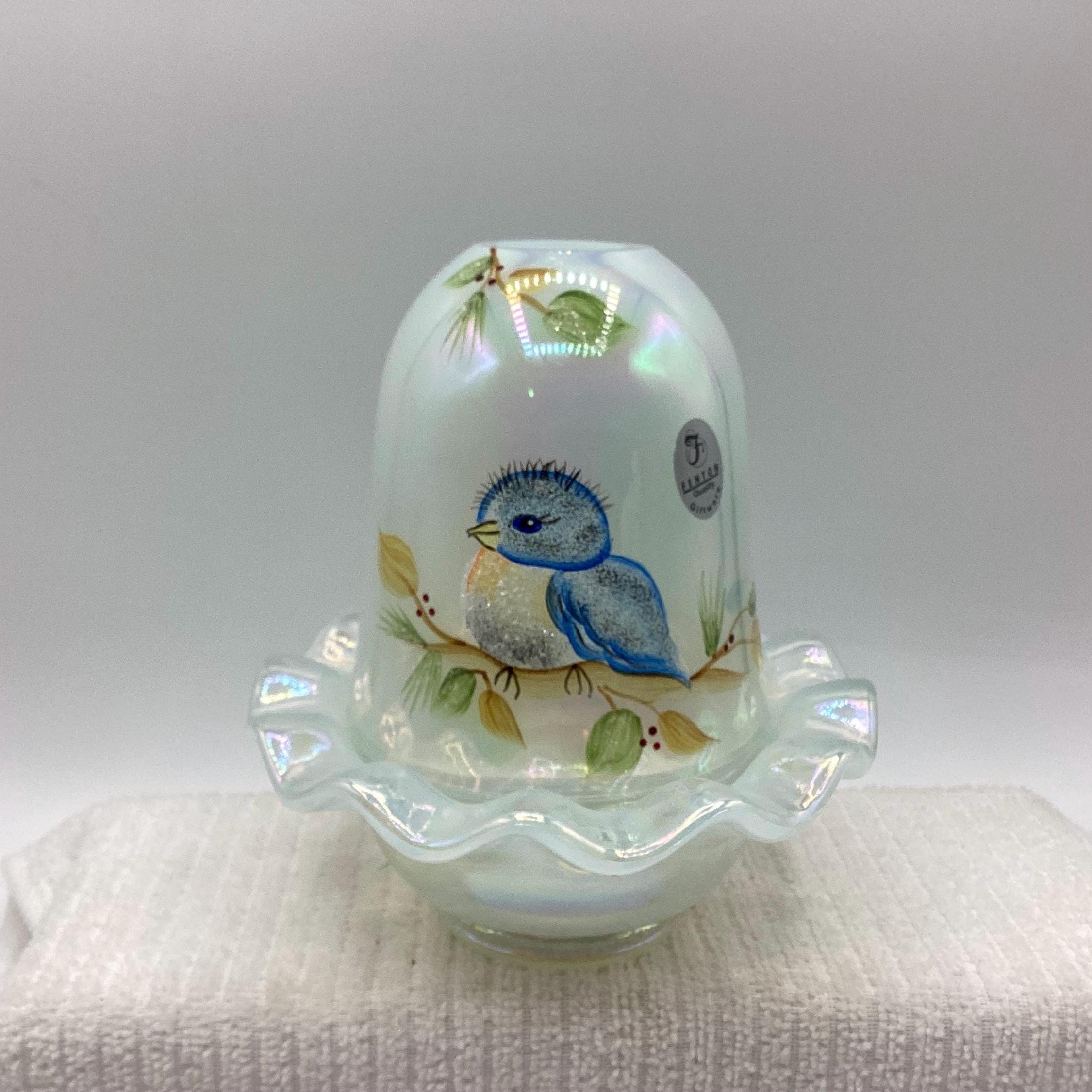 Fenton Fairy Lamp - Hand Painted Blue Bird - Etsy