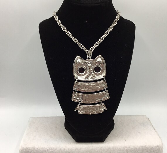 Large Owl Necklace - Owl 3 1/2 Inches - Chain 20 … - image 2
