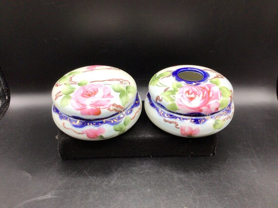 Nippon Dresser Set - Powder Jar and Hair Receiver