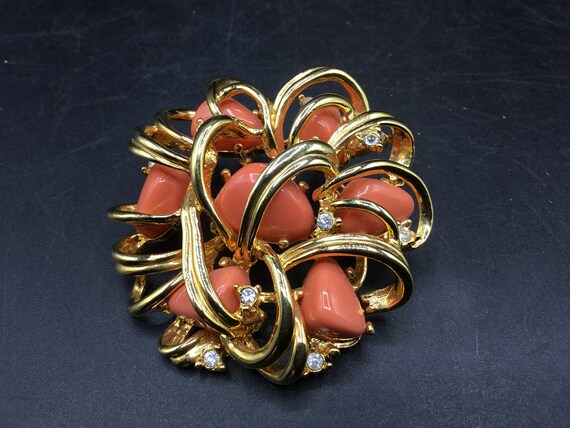 Joan Rivers Faux Coral Brooch