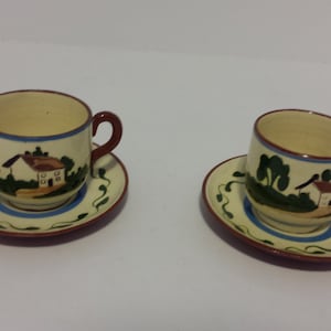 Torquay Mottoware Cups and Saucers