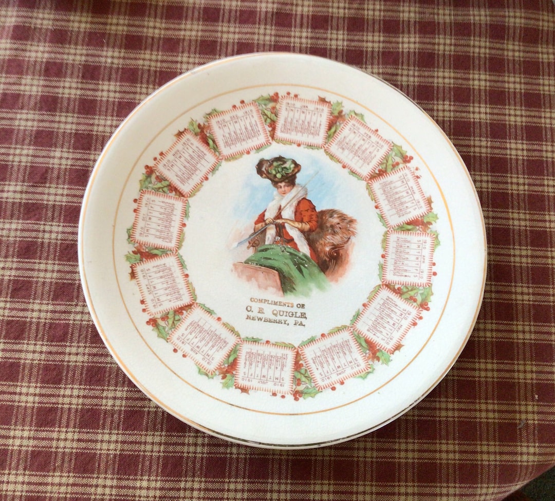 Antique 1910 Calendar Plate Etsy